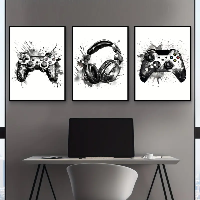 Gaming Accessories Bedroom - Lot de 3 tableaux sur toile